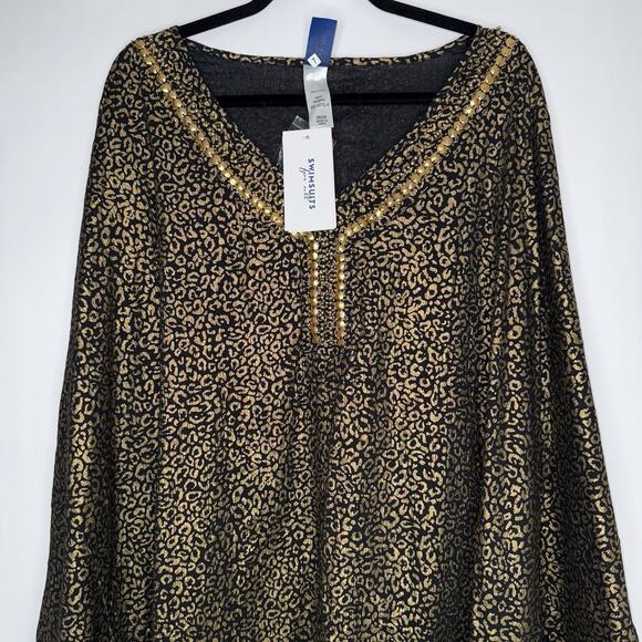 Swimsuits For All Women’s Animal Print Swim Cover Up Bead Neck Size 26/28 NWT - Picture 2 of 5